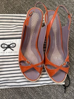 Anya Hindmarch Orange Slingback Espadrille Sandals